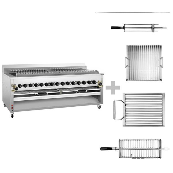 Gas Hochleistungsgrill - für Adana & Shish Kebab - für 30 autom. rotierenden Spießen