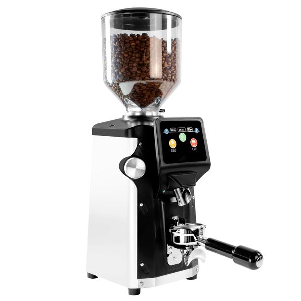 Kaffeemühle - 1,2kg - Ø 65mm Flachmahlscheibe - automatische Erkennung des Siebträgers - Weiß