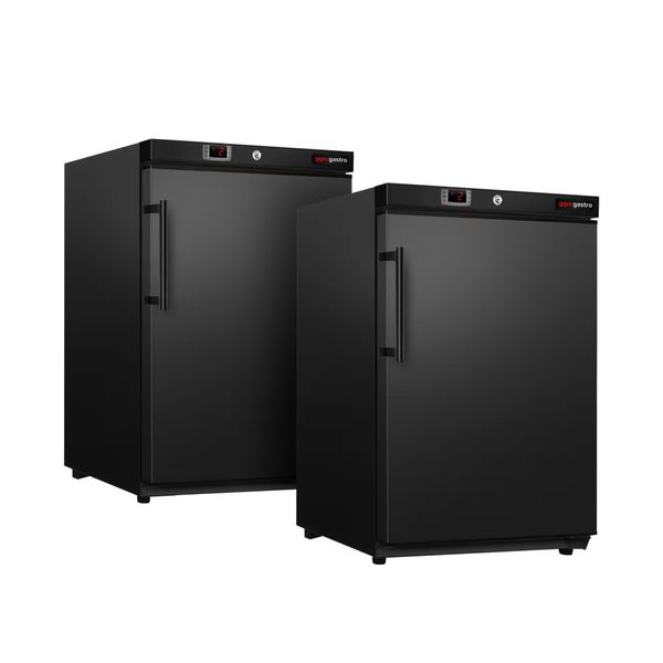 (2 Stück) Mini Lagerkühlschrank ECO - 200 Liter - mit 1 Tür - Innenseite der Tür aus Kunststoff - Schwarz