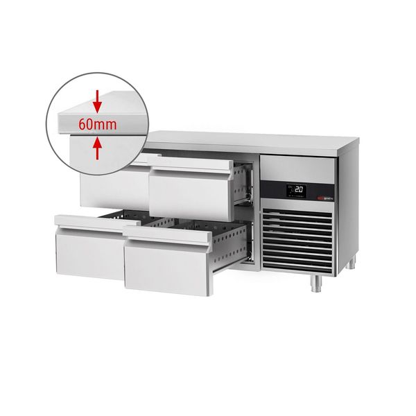 Kühltisch PREMIUM - 1400x700mm - mit 4 Schubladen