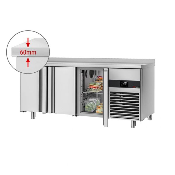 Kühltisch PREMIUM - 1860x600mm - mit 3 Türen - mit Aufkantung