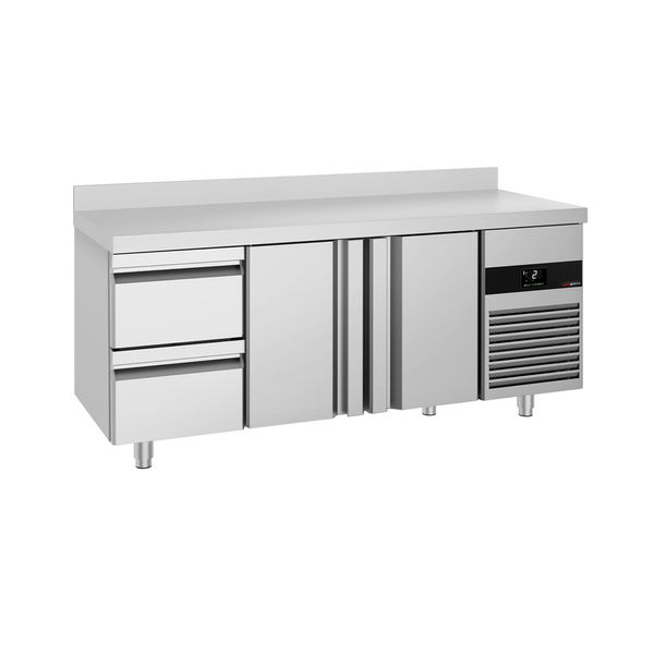 Kühltisch PREMIUM - 1865x700mm - mit 2 Türen - 2 Schubladen - mit Aufkantung