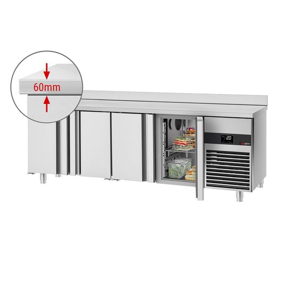 Kühltisch PREMIUM - 2330x600mm - mit 4 Türen - mit Aufkantung