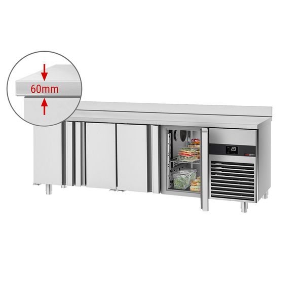 Kühltisch PREMIUM - 2330x700mm - mit 4 Türen - Aufkantung