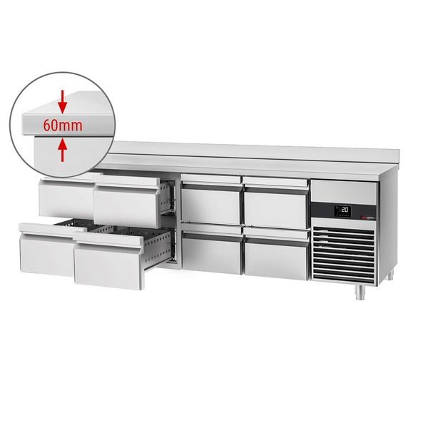 Kühltisch PREMIUM - 2330x700mm - mit 8 Schubladen - Aufkantung