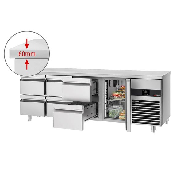 Kühltisch PREMIUM - 2330x700mm - mit 1 Tür - 6 Schubladen