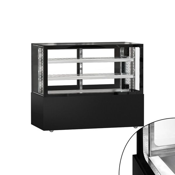 Kühl-/ Fleischvitrine MADRID - 1500mm - Doppelverglasung - mit 2 Ablagen - Schwarz Matt