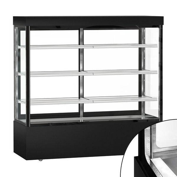 Kühl- & Kuchenvitrine MADRID - 1800mm - Doppelverglasung - mit 3 Ablagen - Schwarz Matt