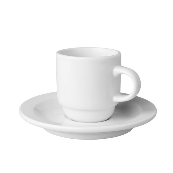 (24 Stück) BUDGETLINE - Kaffeetassen + Untertassen Mammoet - 140ml - Weiß