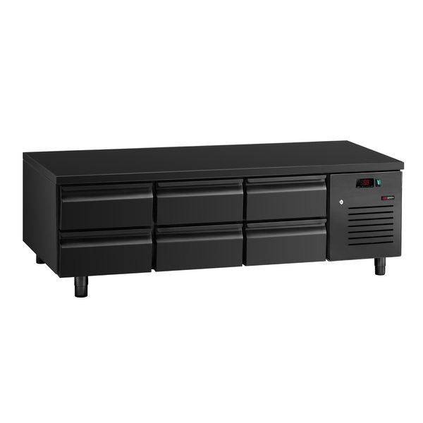 Kühlunterbau - 2000mm - 288 Liter - 6x GN 1/1 Schubladen - Mattschwarz