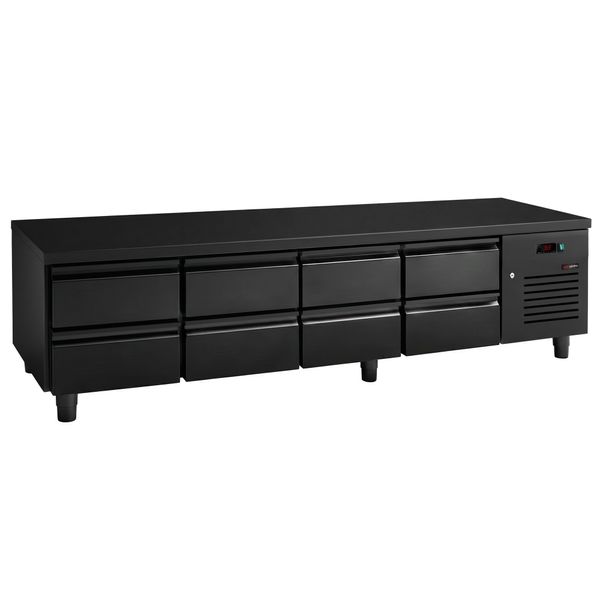 Kühlunterbau - 2400mm - 386 Liter - 8x GN 1/1 Schubladen - Mattschwarz