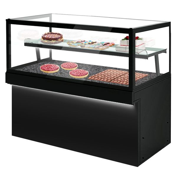 Kuchentheke TORONTO - 1800mm - schwarze Front - mit 2 Ablagen