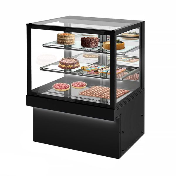 Kühl- & Kuchenvitrine TORONTO - 1300mm - schwarze Front - mit 3 Ablagen