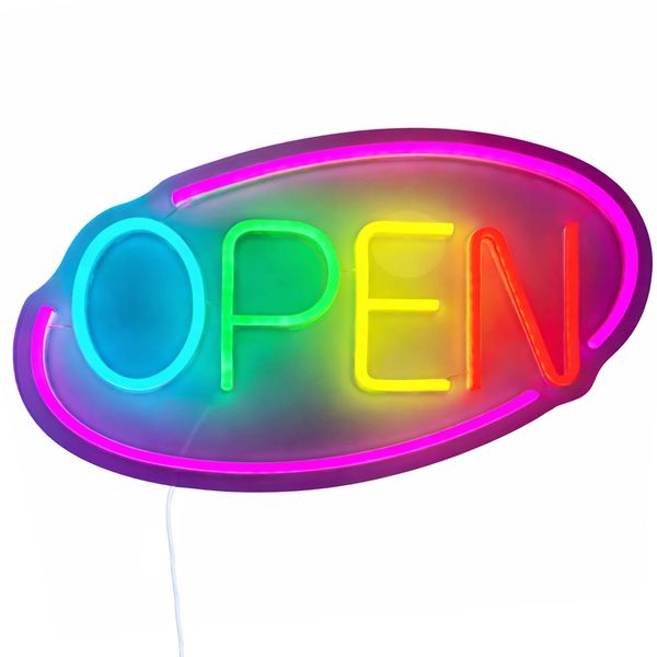 LED Leuchtschild - OPEN – dimmbar - Magenta - Bunt