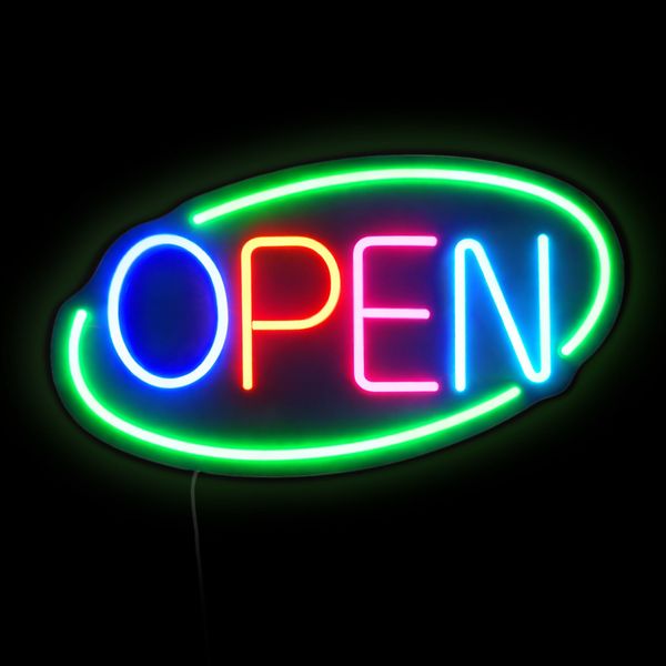LED Leuchtschild - OPEN – dimmbar - Grün - Bunt