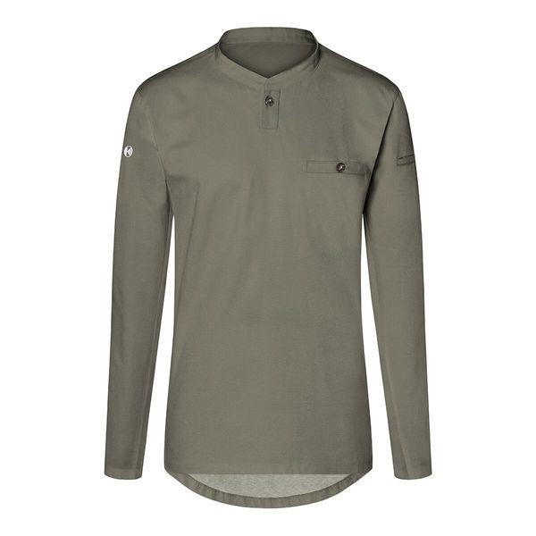 (6 Stück) KARLOWSKY | Langarm Herren Arbeitsshirt Performance - Salbei - Größe: XS