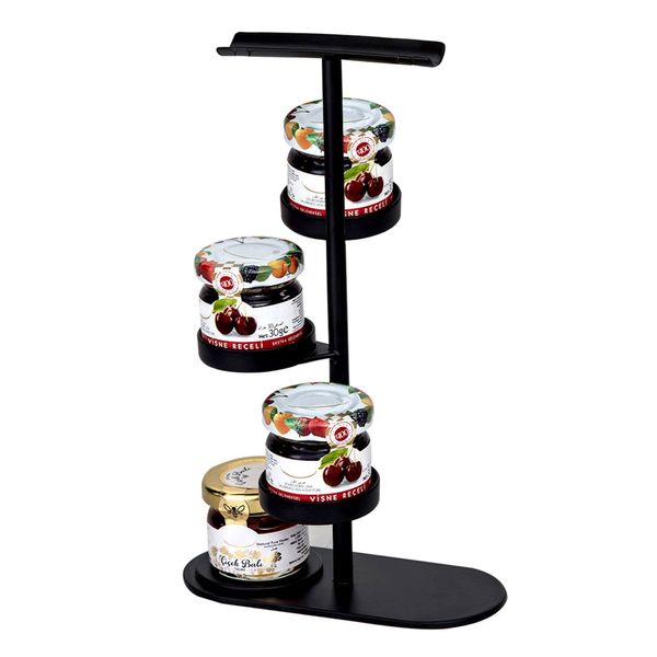 (4 Stück) Marmeladen Etagere / Buffetständer - Schwarz - mit 4 Ablagen