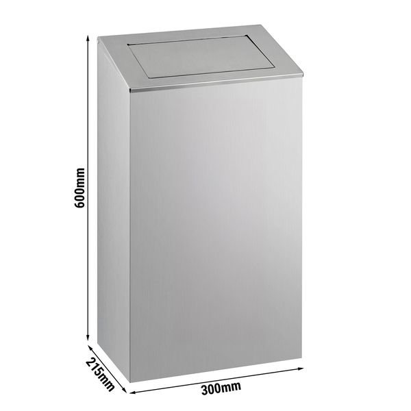 Mülleimer - mit Pushklappe - 38 Liter - Silber - Edelstahl