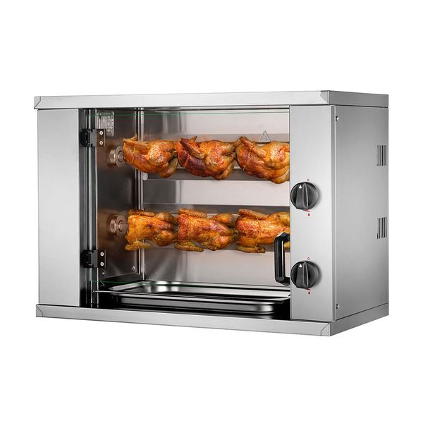 Gas Mini-Hähnchengrill - 4,4 kW - mit 2 Spießen für bis zu 6 Hähnchen