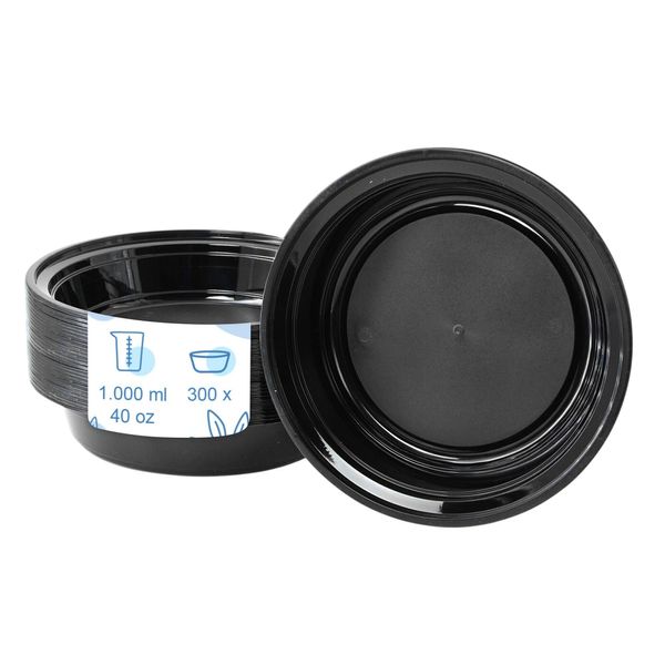 (300 Stück) Mehrwegschale - Polypropylen - 1000ml - rund - Schwarz