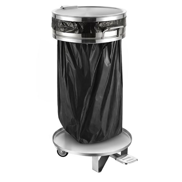 Müllsackhalter - Ø 390 mm - mit Fusspedal - Edelstahl