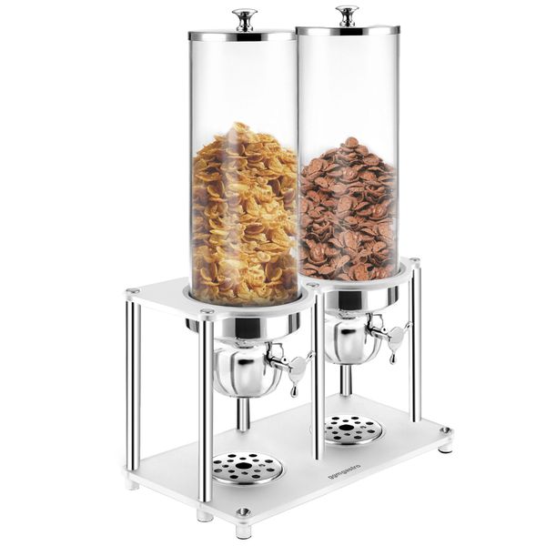 Cerealienspender - 2 Kunststoffbehälter - 2x 3,7 Liter - Silber