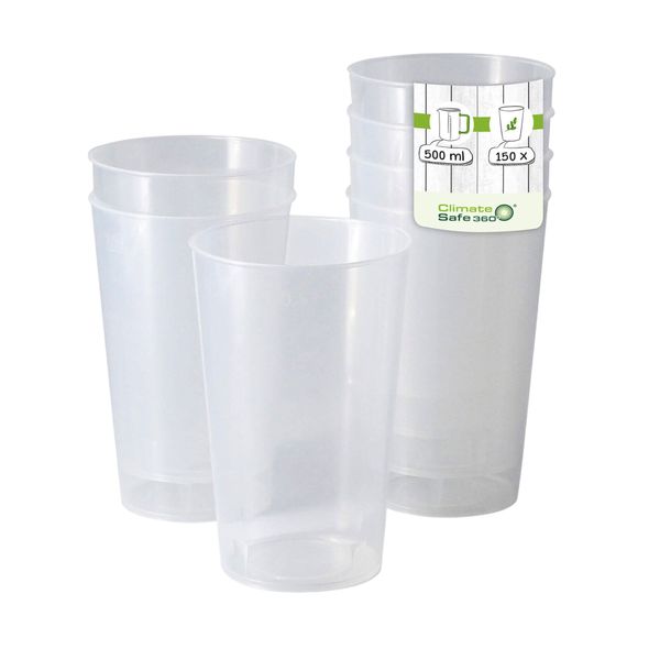 (150 Stück) Mehrwegbecher - 500ml - Ø 90mm - Transparent