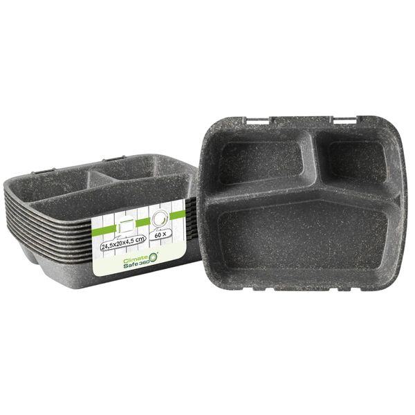 (60 Stück) Mehrweg-Menübehälter mit 3 Kammern - 245x200mm - HP4-Standardmaß