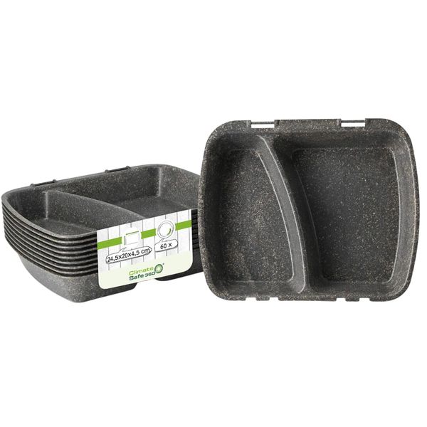 (60 Stück) Mehrweg-Menübehälter mit 2 Kammern - 245x200mm - HP4-Standardmaß