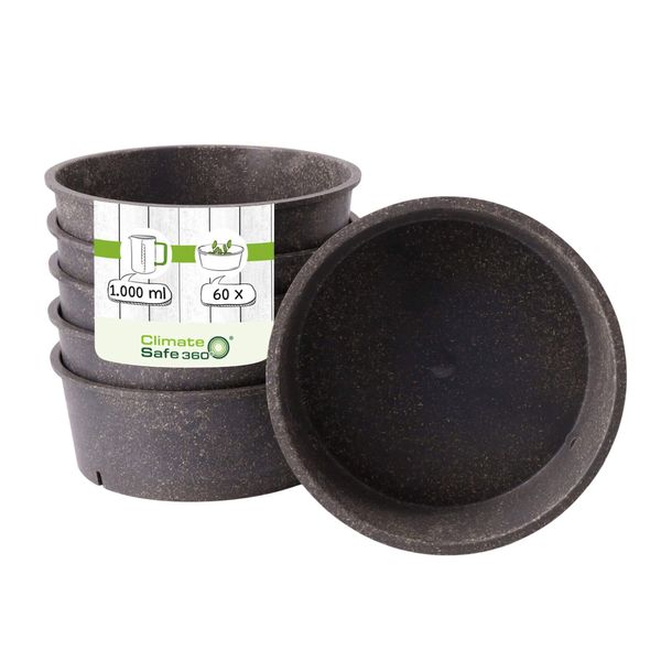 (60 Stück) Mehrwegschale/-bowl - 1 Liter - Ø 185mm - Grau