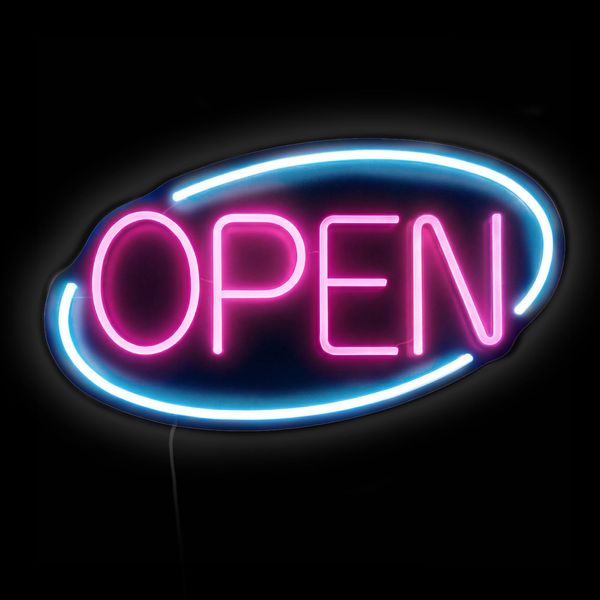 LED Leuchtschild - OPEN - dimmbar - Blau - Pink