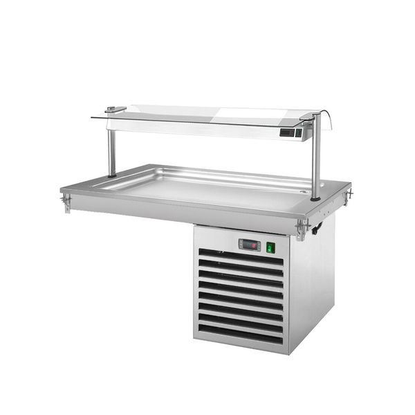 Einbau Kühlplatte - 1000mm - +2 bis +8 °C - 3x GN 1/1 - 350 Watt - mit Glas-Hustenschutz