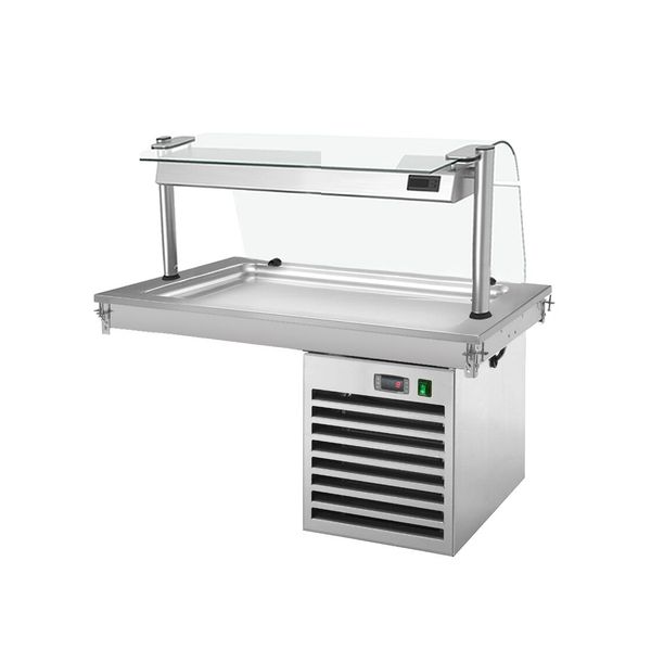 Einbau Kühlplatte - 1000mm - +2 bis +8 °C - 3x GN 1/1 - 350 Watt - mit Glas-Hustenschutz