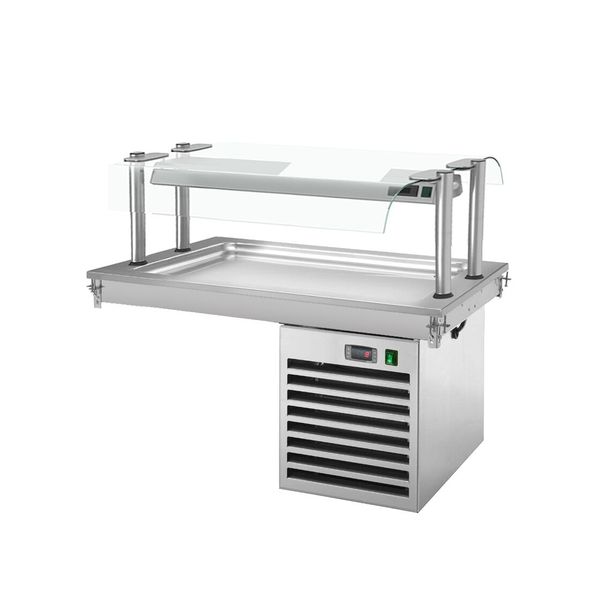 Einbau Kühlplatte - 1000mm - +2 bis +8 °C - 3x GN 1/1 - 350 Watt - mit Glas-Hustenschutz