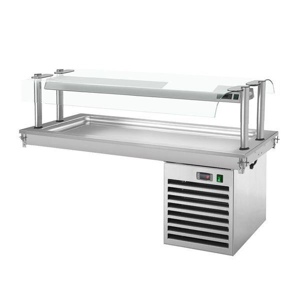 Einbau Kühlplatte - 1500mm - +2 bis +8 °C - 4x GN 1/1 - 450 Watt - mit Glas-Hustenschutz