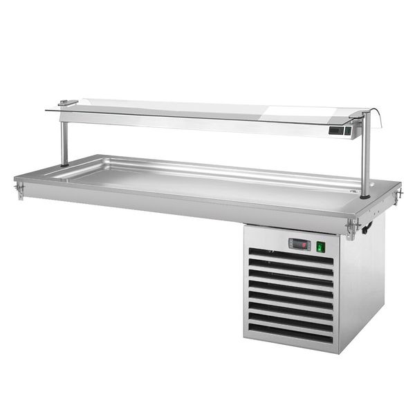Einbau Kühlplatte - 1800mm - +2 bis +8 °C - 5x GN 1/1 - 700 Watt - mit Glas-Hustenschutz
