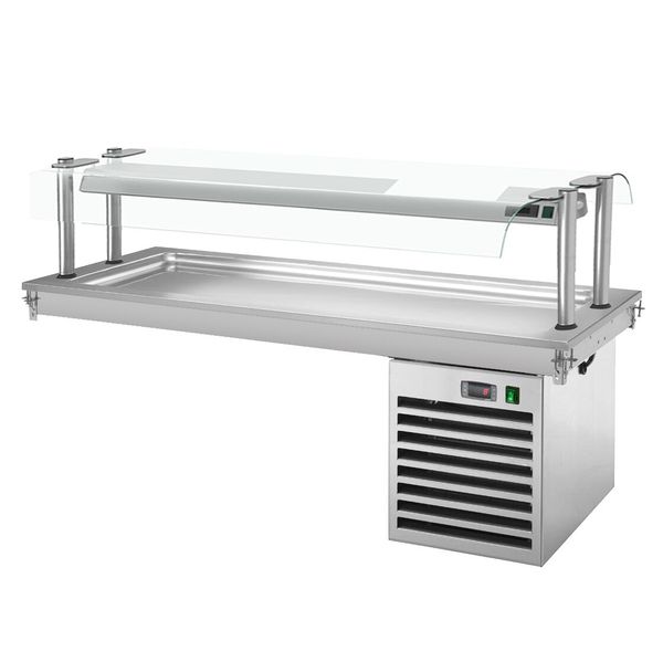 Einbau Kühlplatte - 1800mm - +2 bis +8 °C - 5x GN 1/1 - 700 Watt - mit Glas-Hustenschutz