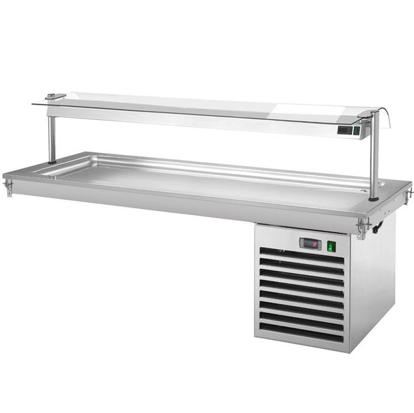 Einbau Kühlplatte - 2100mm - +2 bis +8 °C - 6x GN 1/1 - 700 Watt - mit Glas-Hustenschutz