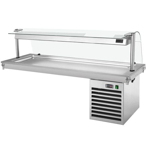 Einbau Kühlplatte - 2100mm - +2 bis +8 °C - 6x GN 1/1 - 700 Watt - mit Glas-Hustenschutz