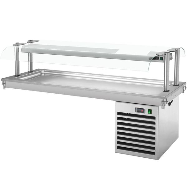 Einbau Kühlplatte - 2100mm - +2 bis +8 °C - 6x GN 1/1 - 700 Watt - mit Glas-Hustenschutz
