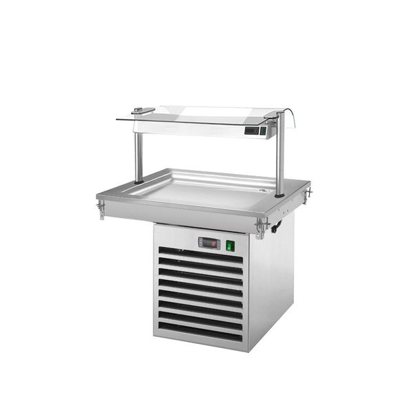 Einbau Kühlplatte - 800mm - +2 bis +8 °C - 2x GN 1/1 - 350 Watt - mit Glas-Hustenschutz