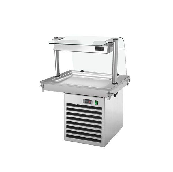 Einbau Kühlplatte - 800mm - +2 bis +8 °C - 2x GN 1/1 - 350 Watt - mit Glas-Hustenschutz