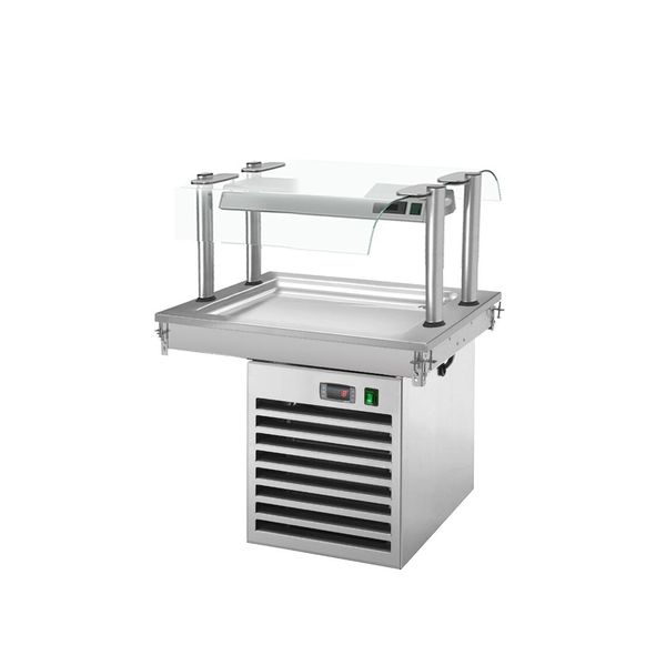 Einbau Kühlplatte - 800mm - +2 bis +8 °C - 2x GN 1/1 - 350 Watt - mit Glas-Hustenschutz