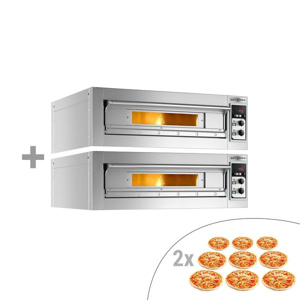 (2 Stück) Elektro Pizzaofen - 9+9x 33cm - Manuell