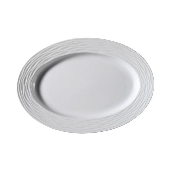 (6 Stück) SEA WAVE - Platte/Dönerteller - oval - Länge: 280mm - Weiß