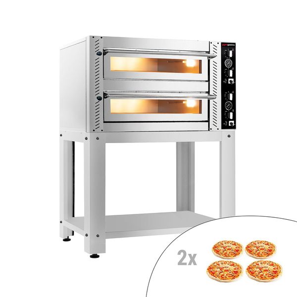 Elektro Pizzaofen - (Vollschamott) - 4+4x 30cm - Manuell - inkl. Untergestell
