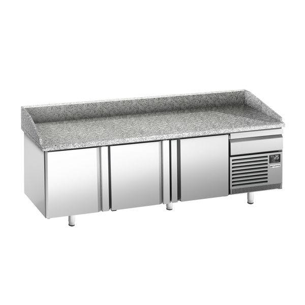 Pizzakühltisch Premium PLUS - 2305x800mm - mit 3 Türen & 1 Schublade