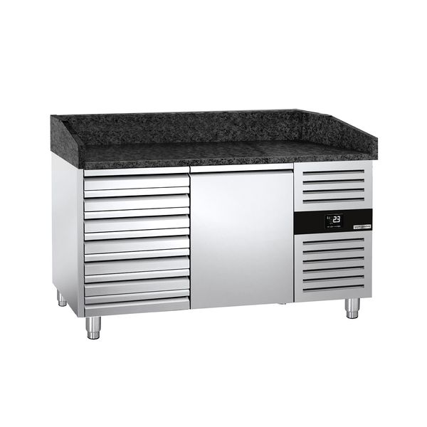 Pizzakühltisch PREMIUM - 1500x800mm - mit 1 Tür & 7 Schubladen