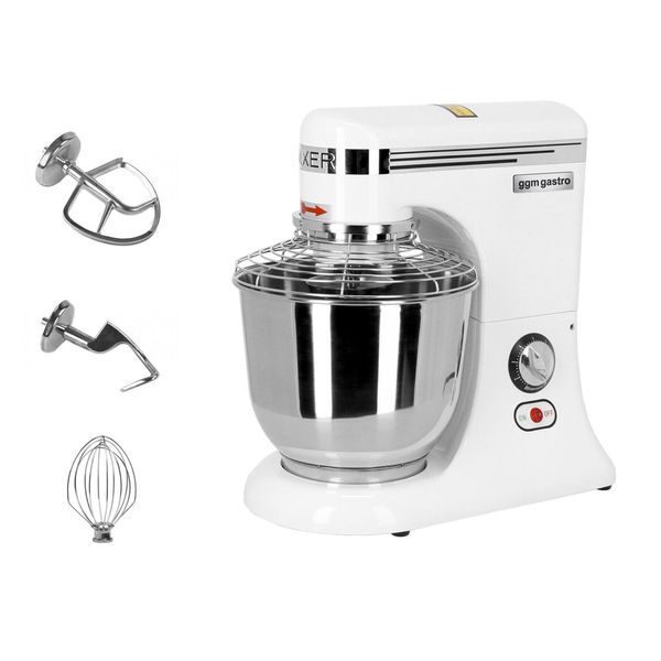 Planetenrührmaschine - 7 Liter - 330 Watt - inkl. 3 Rühraufsätze & & Spritzschutz