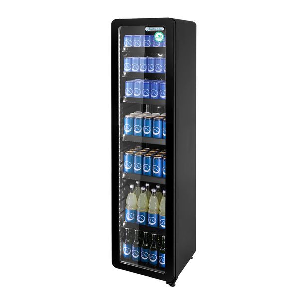GASTRO-COOL | Getränkekühlschrank - 220 Liter - schmal - mit 1 Glastür - Schwarz